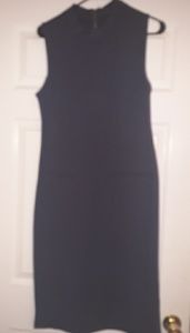 Navy pinstripe midi dress